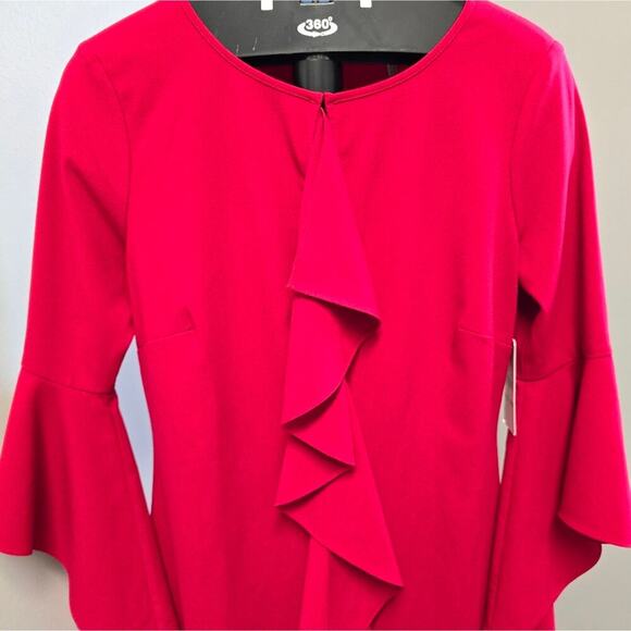 Laundry NWT by Shelli Segal Ruffle Keyhole Mini Dress Red Size 4 - Picture 6 of 11